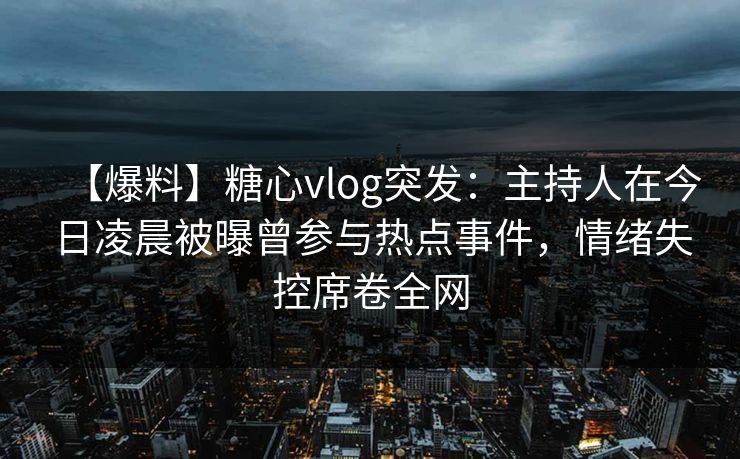 【爆料】糖心vlog突发：主持人在今日凌晨被曝曾参与热点事件，情绪失控席卷全网