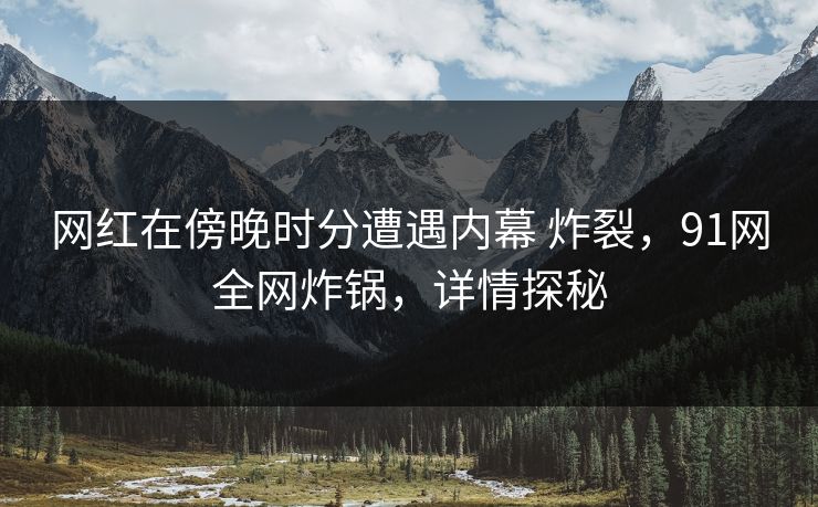 网红在傍晚时分遭遇内幕 炸裂，91网全网炸锅，详情探秘